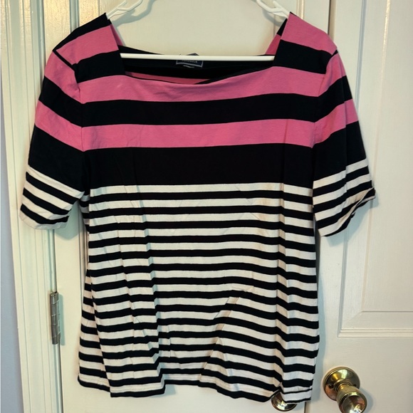 Chaps Tops - Chaos Striped Pink and Black Women's Top, Large